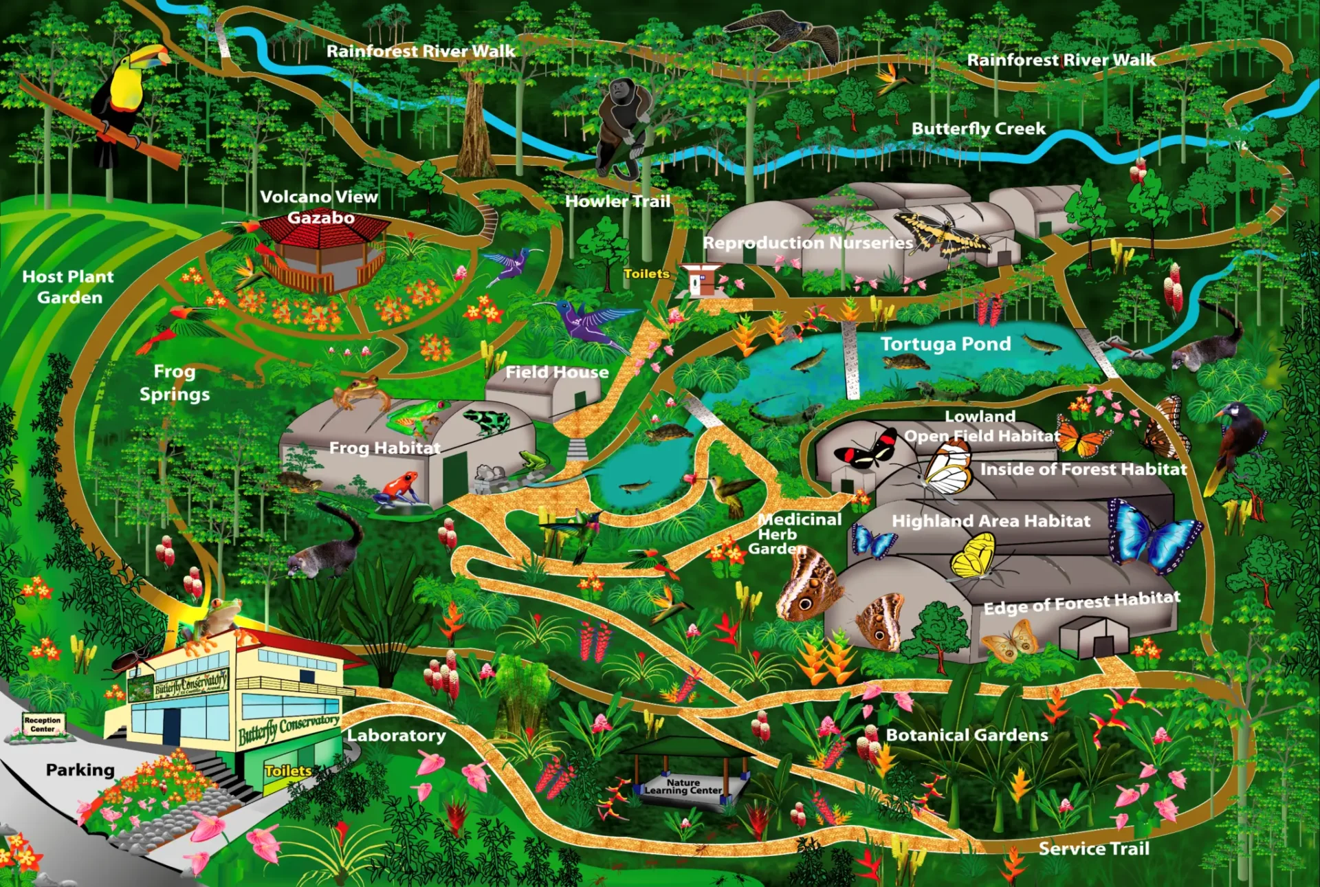 Map of the Butterfly Conservatory and Gardens